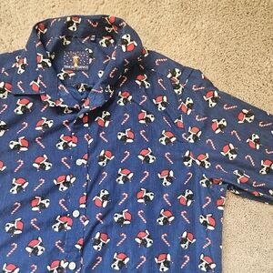 Men's Simon Banks L 16.5 French Bulldog Long Sleeve Button Down Christmas Shirt